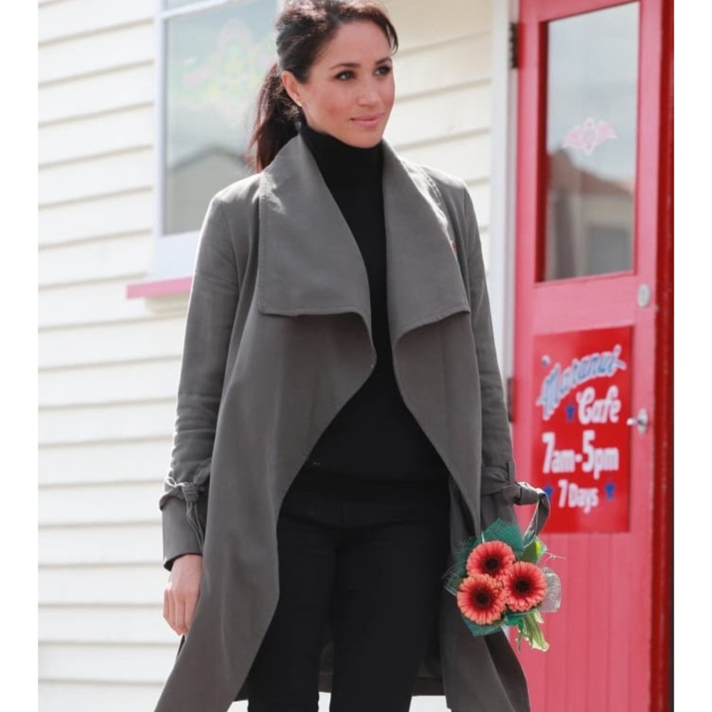 Club Monaco Olive Green Draped Trench Coat